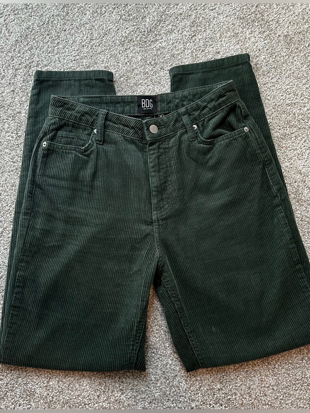 Urban Outfitters BDG Women's Dark Green Corduroy Straight Leg Pants Size 26
